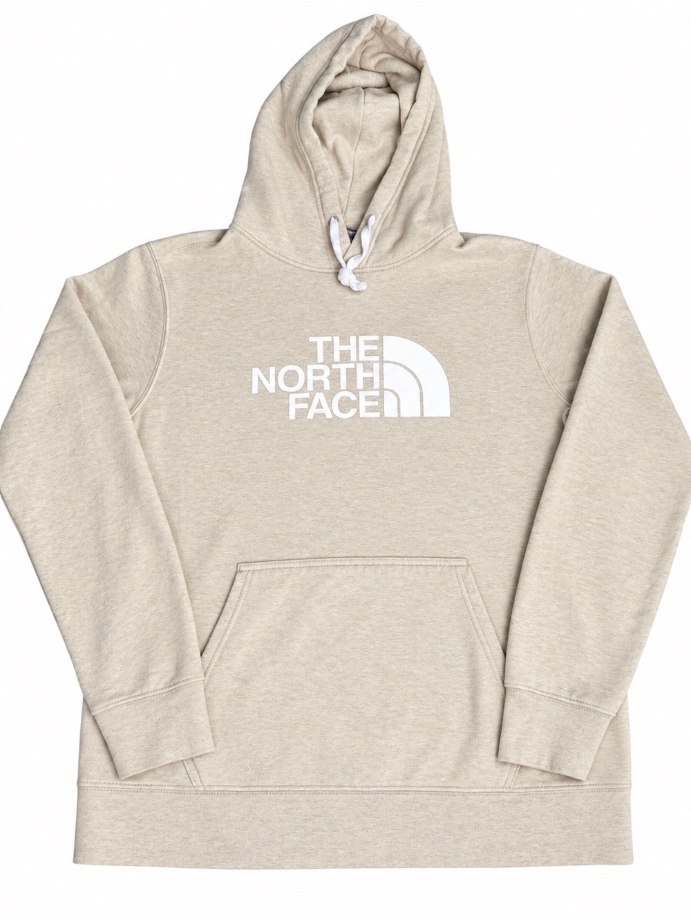 The North Face Unisex Cream Pullover Hoodie with White Logo L